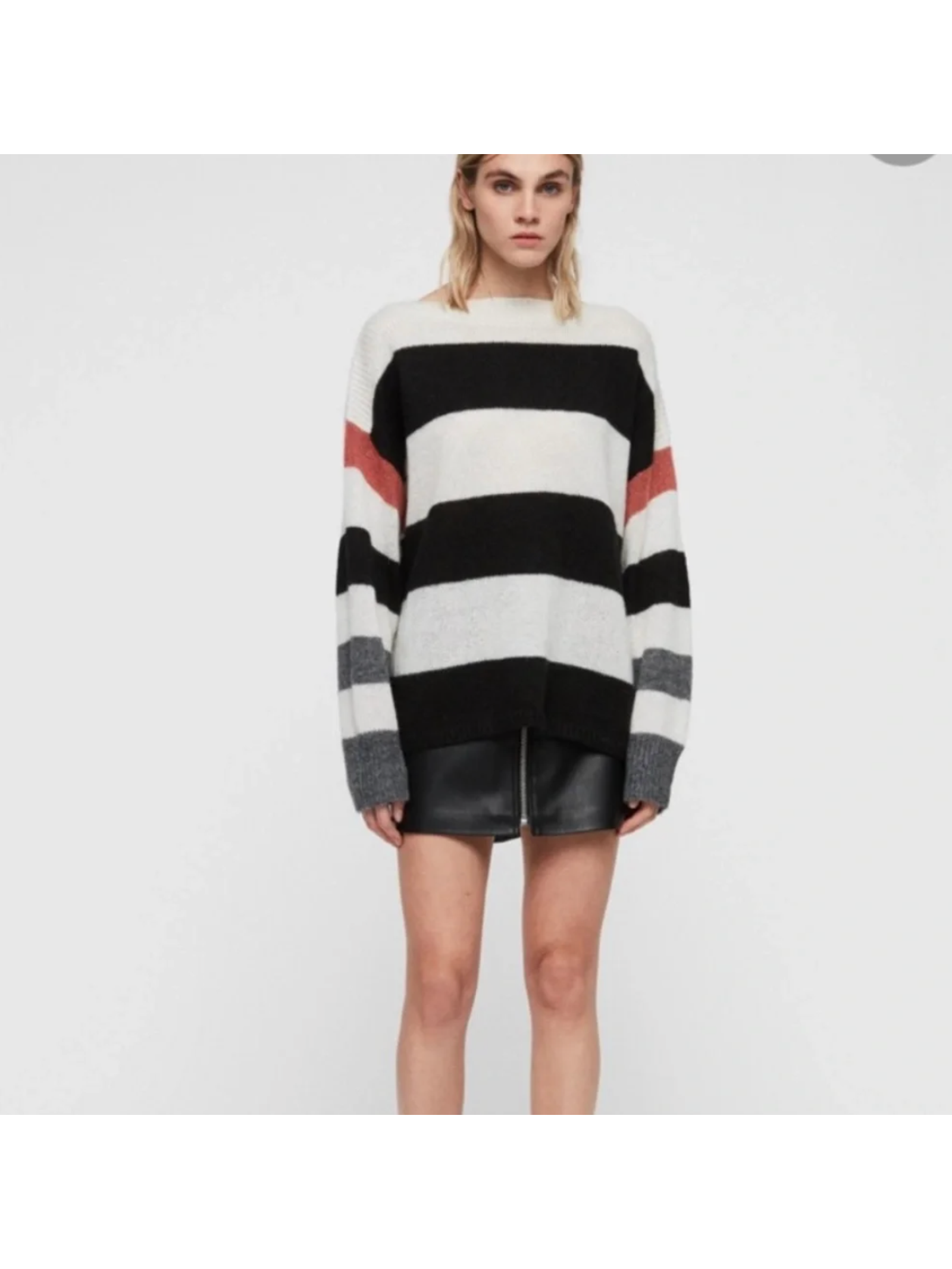 Allsaints Suwa Jumper Sweater Size Xs Oversized Slouchy Striped Soft Mohair